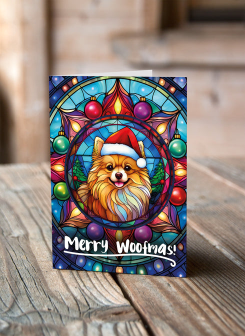 Pomeranian in a Santa Hat Christmas Card